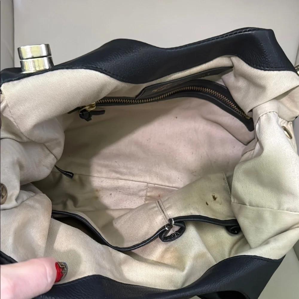 Foley + Corinna Black and Gold Leather Shoulder Bag